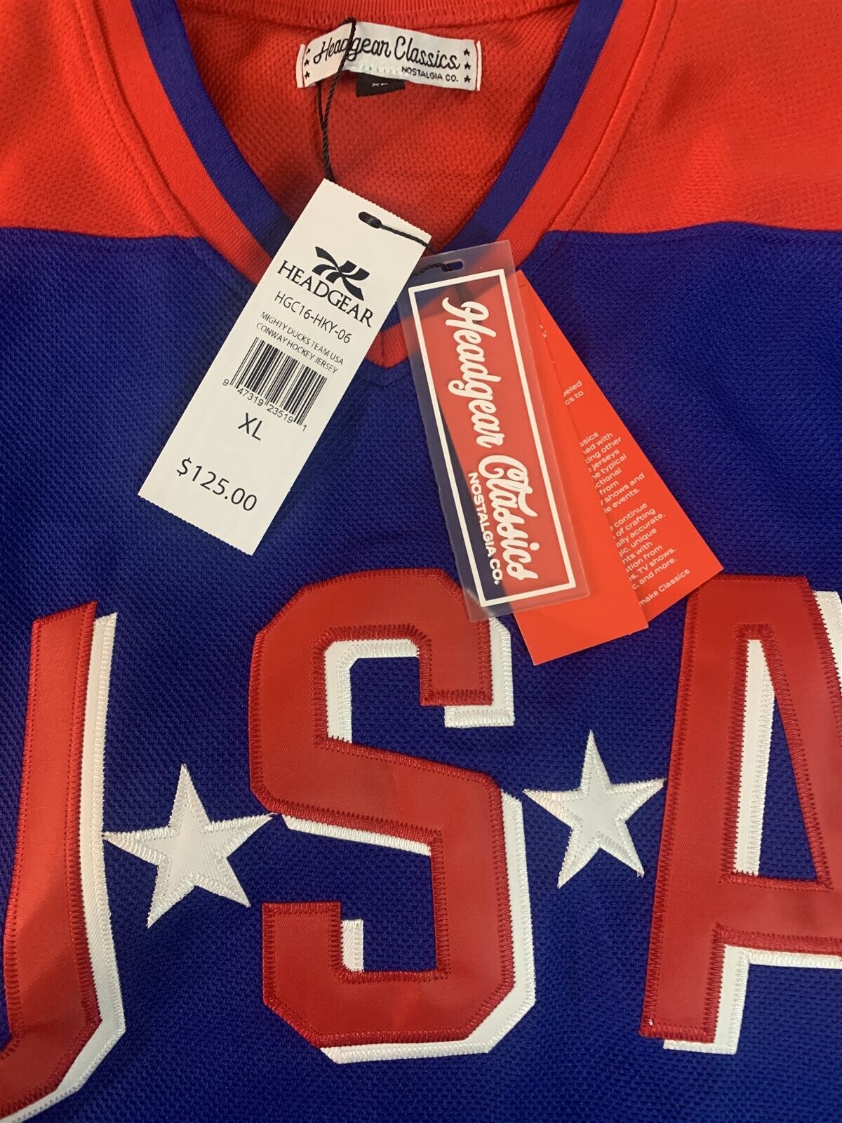 MIGHTY DUCKS (Conway) Headgear Classics Hockey Red Jersey ~Never Worn~ L XL