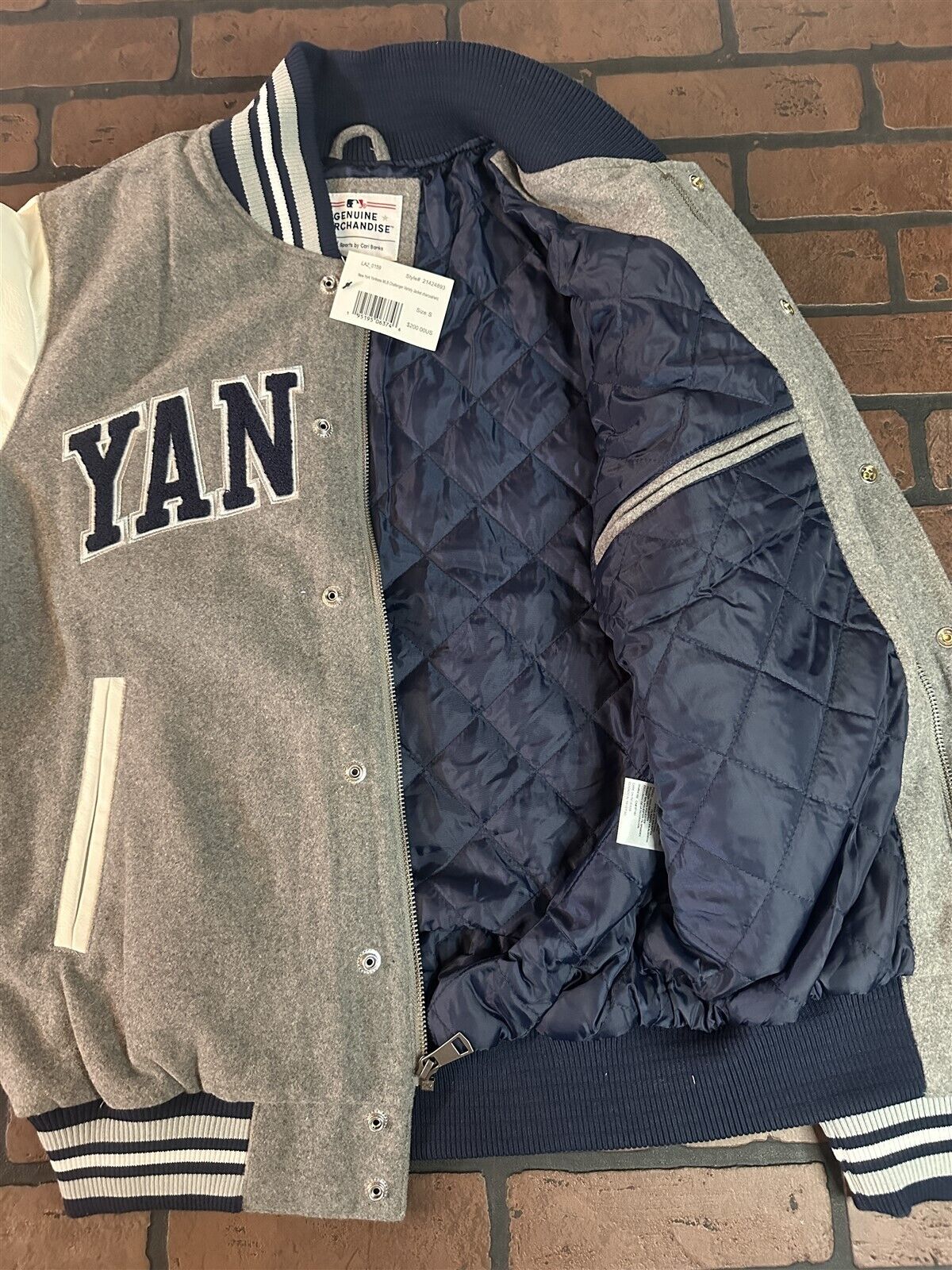 NEW YORK YANKEES G-III 27X World Series Varsity Jacket~Faux Leather Sleeved~