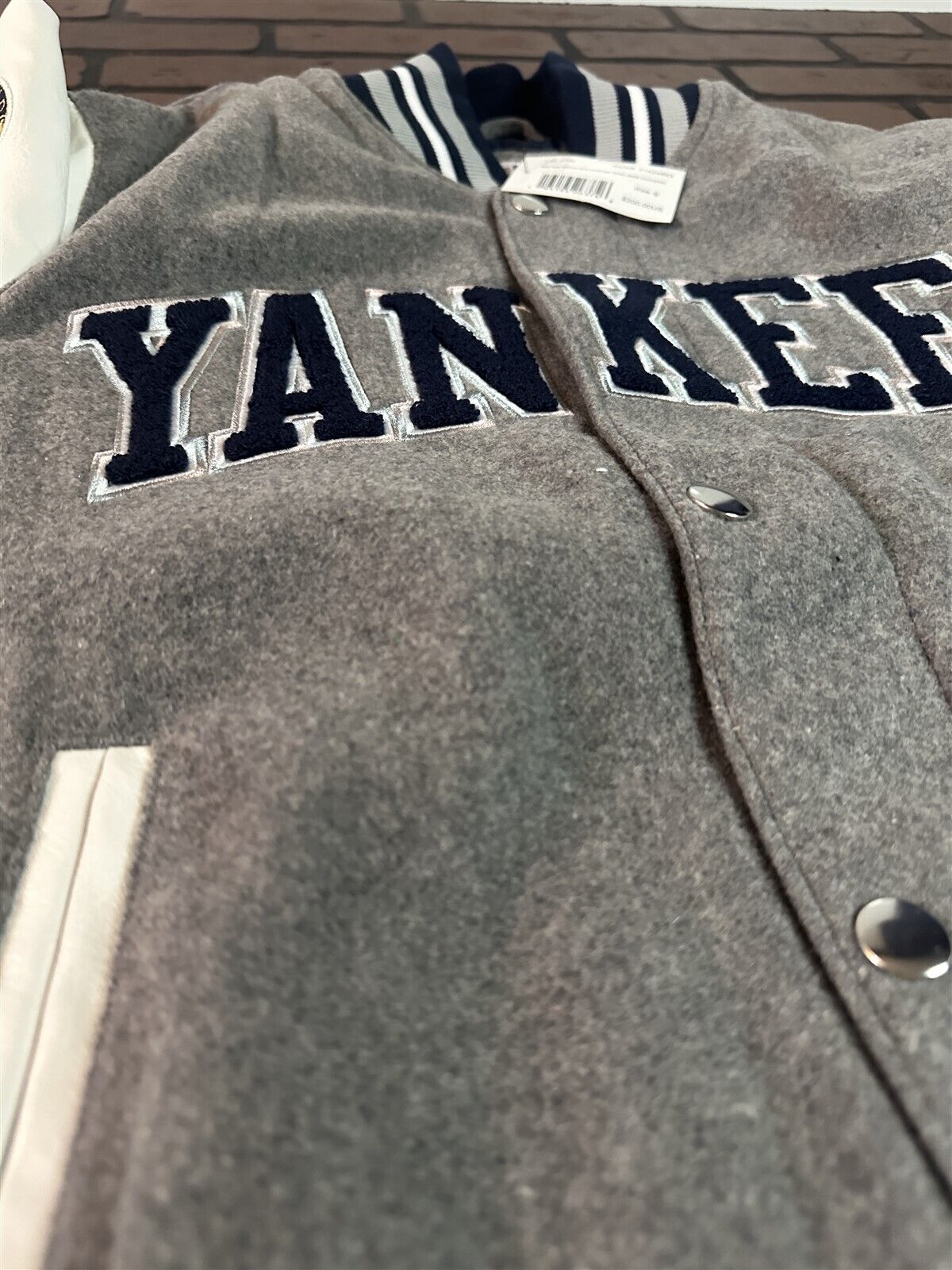 NEW YORK YANKEES G-III 27X World Series Varsity Jacket~Faux Leather Sleeved~