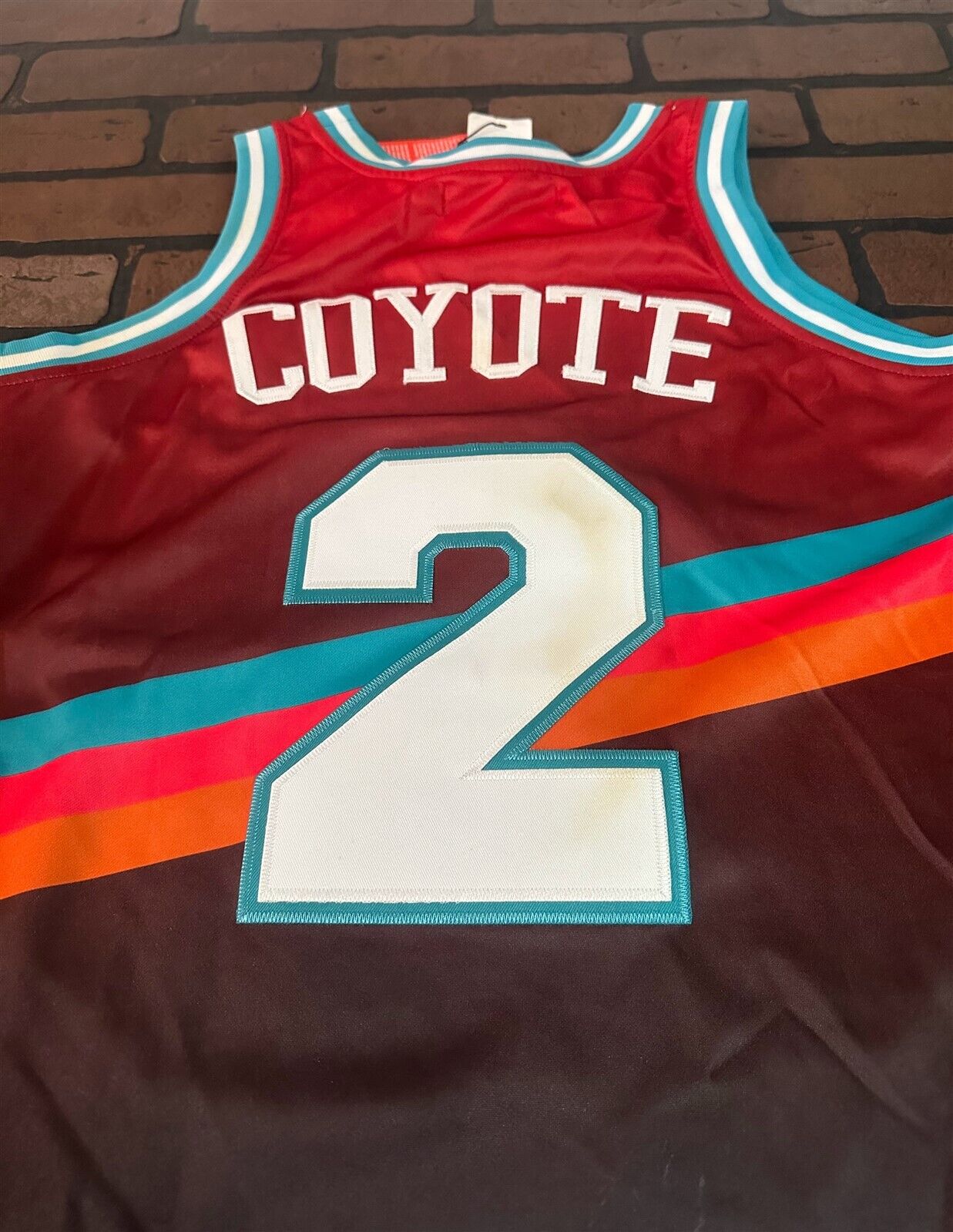 WILE E COYOTE/SAN ANTONIO Red Headgear Classics Basketball Jersey ~New~ S M XL