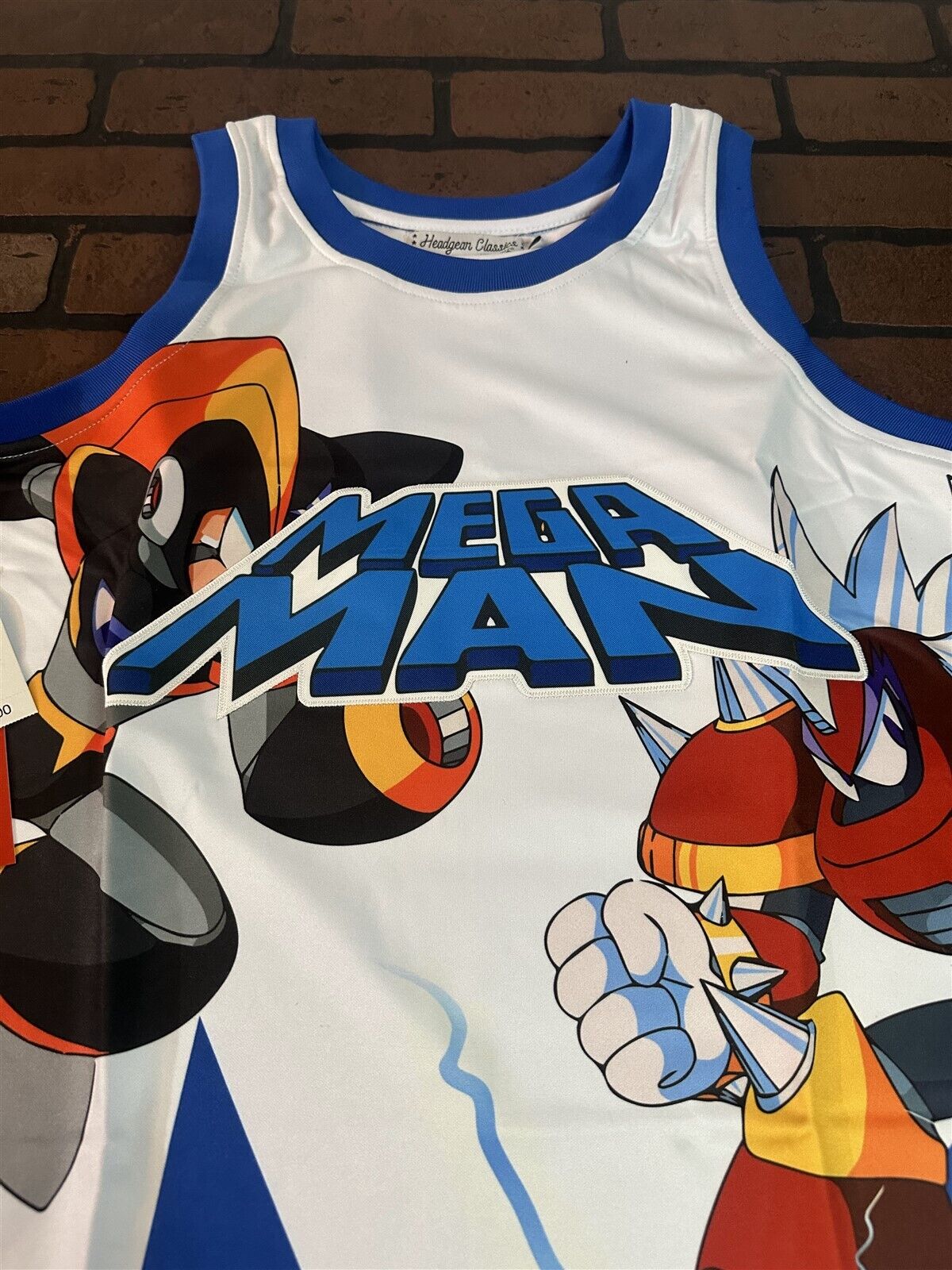 MEGA MAN Blue Headgear Classics Basketball Jersey ~Never Worn~ S L
