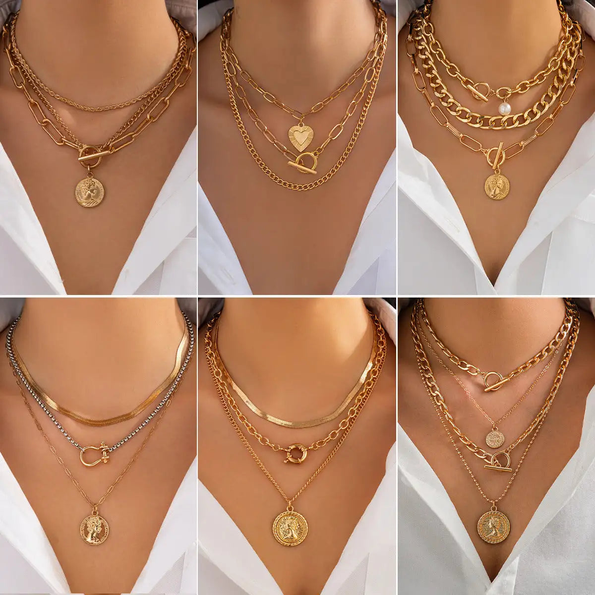 Vintage Ins Portrait Pendant Necklace Suit