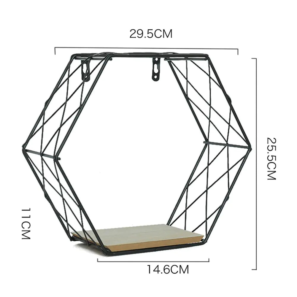Minimalist Hexagonal Iron Wall Shelf for Decoration