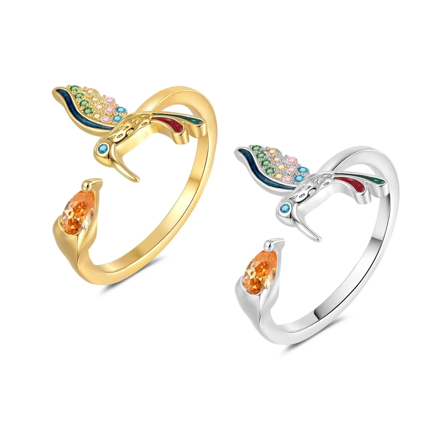 Adjustable Hummingbird Ring Female Fashion Simple