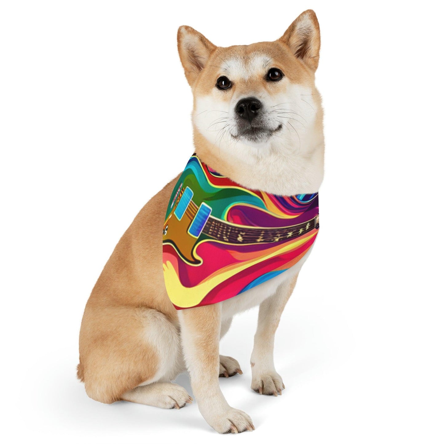 Psychedelic Electric Guitar Pet Bandana Collar - Lizard Vigilante