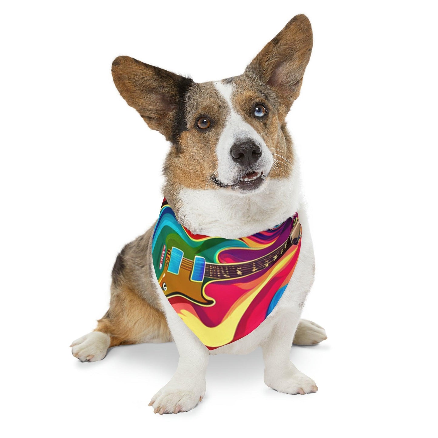 Psychedelic Electric Guitar Pet Bandana Collar - Lizard Vigilante