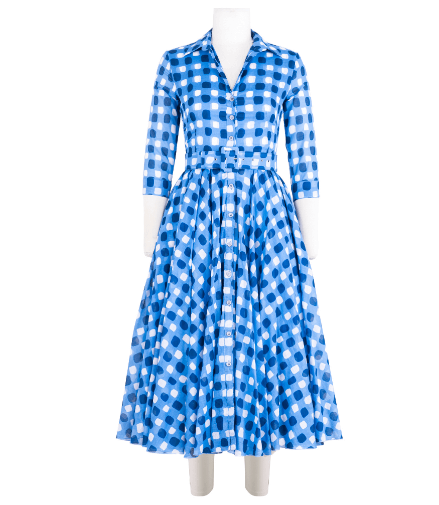 Aster Dress White Sky Blue Midi Dress