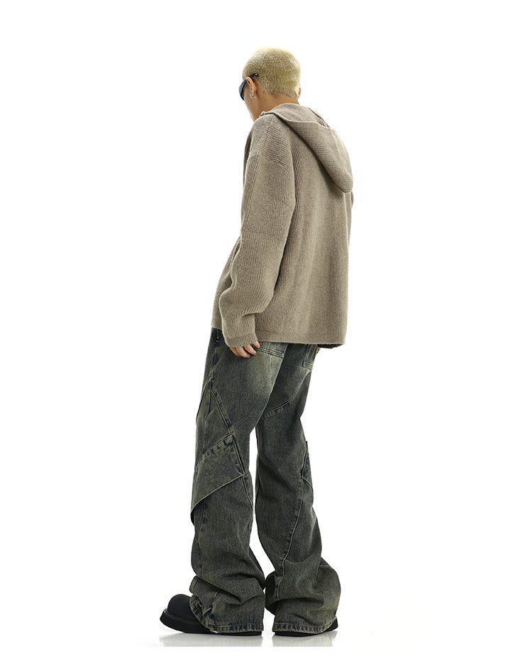 American Retro Distressed Yellow Mud Washed Jeans