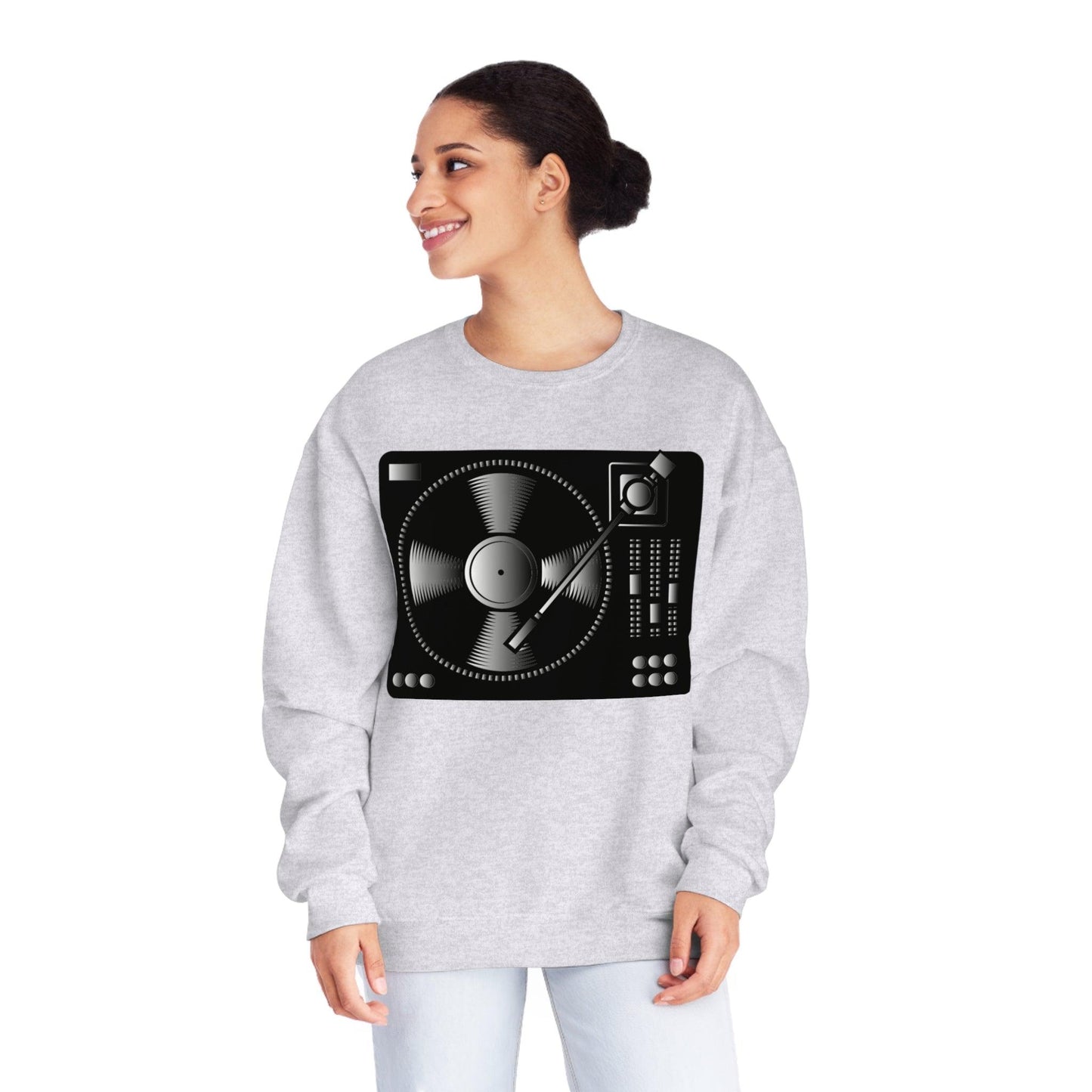 Turntable Record Player Unisex NuBlend® Crewneck DJ Sweatshirt - Lizard Vigilante