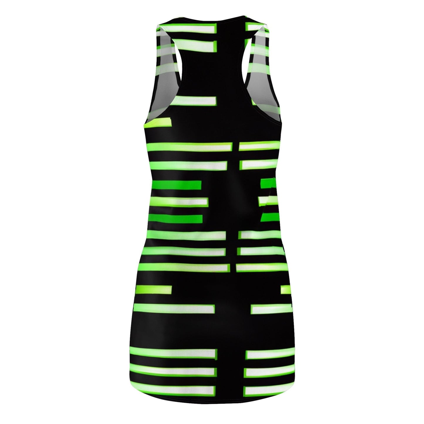 Green & Gold White Lines at Black Women's Racerback Dress - Lizard Vigilante