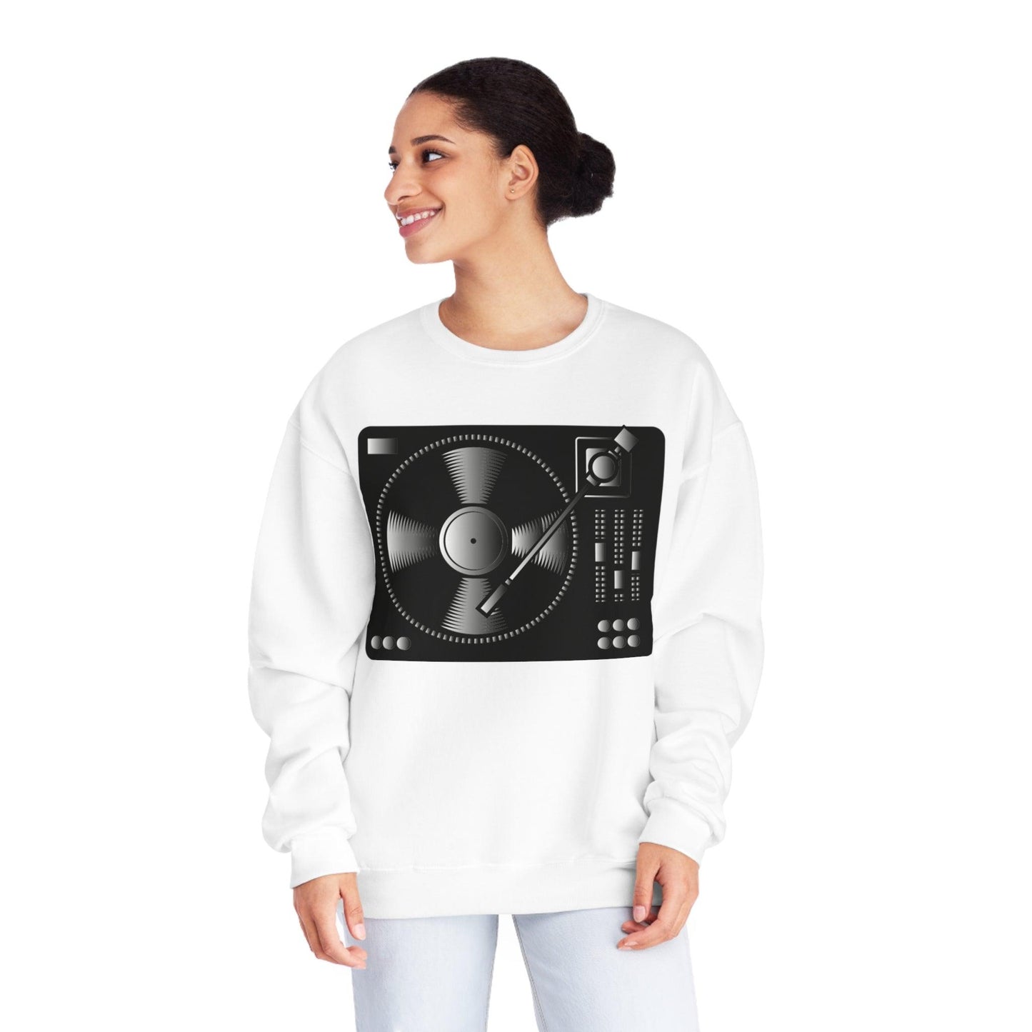 Turntable Record Player Unisex NuBlend® Crewneck DJ Sweatshirt - Lizard Vigilante