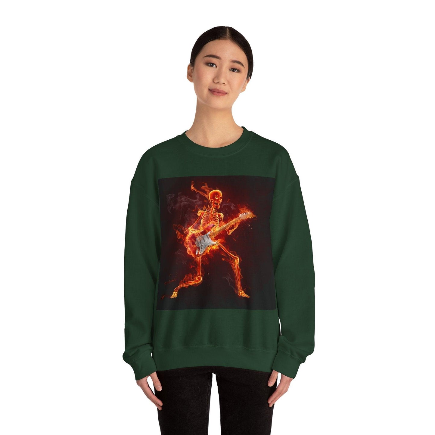 Fiery Guitarist Unisex Heavy Blend™ Crewneck Sweatshirt - Lizard Vigilante