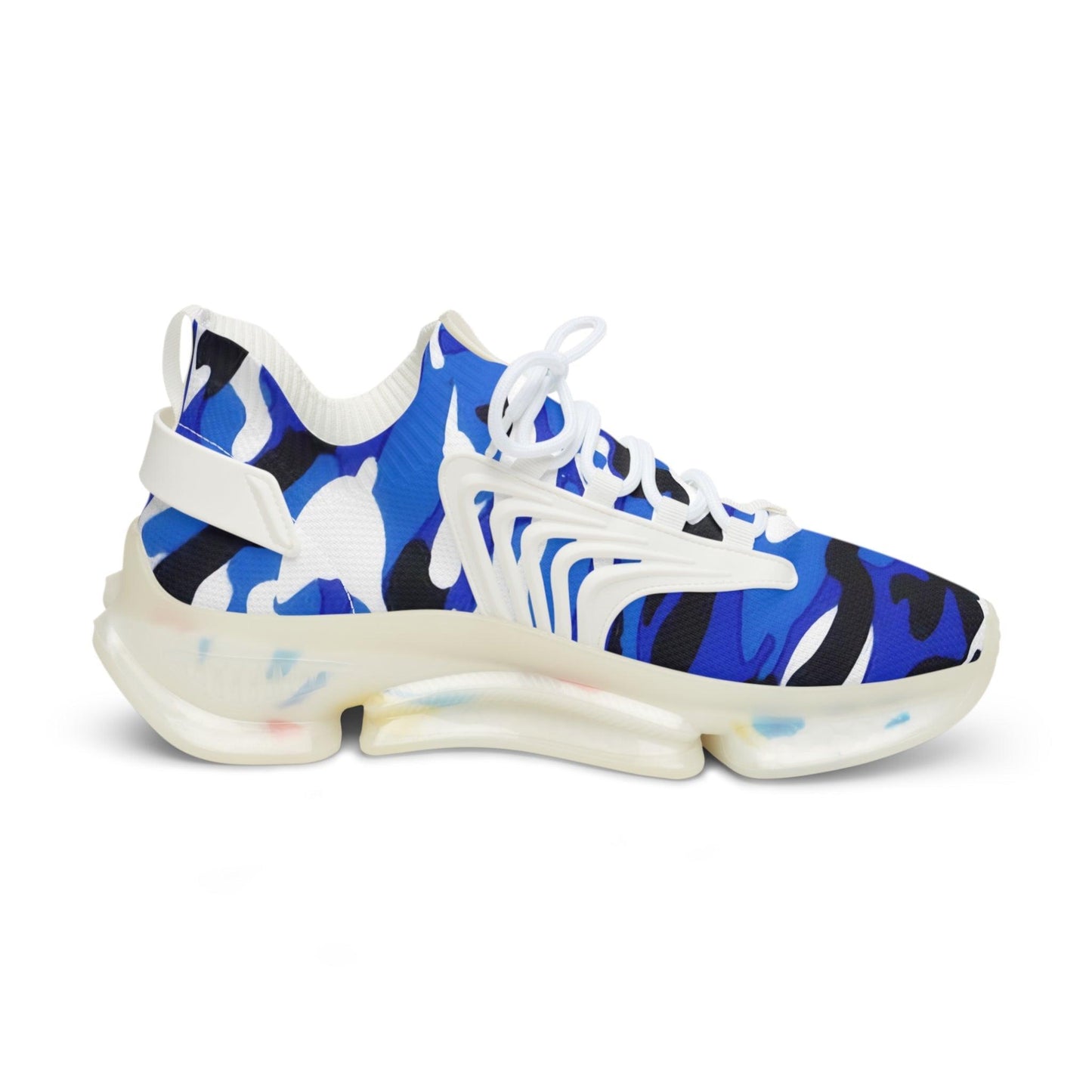 Blue, Grey, Black, White Camouflage Men's Mesh Sneakers - Lizard Vigilante