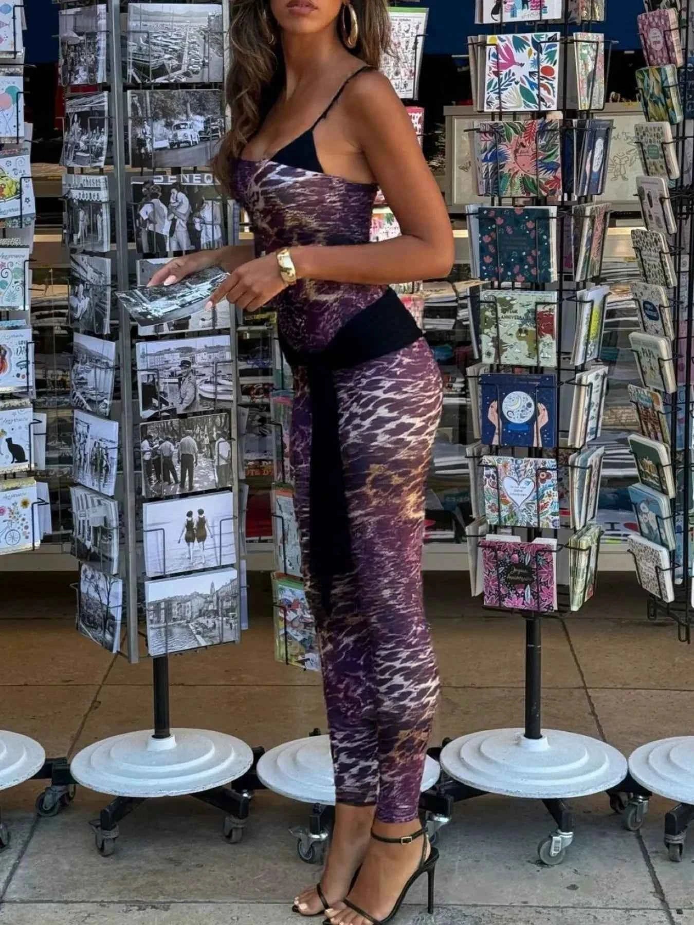 Leopard Spaghetti : Strap Jumpsuit