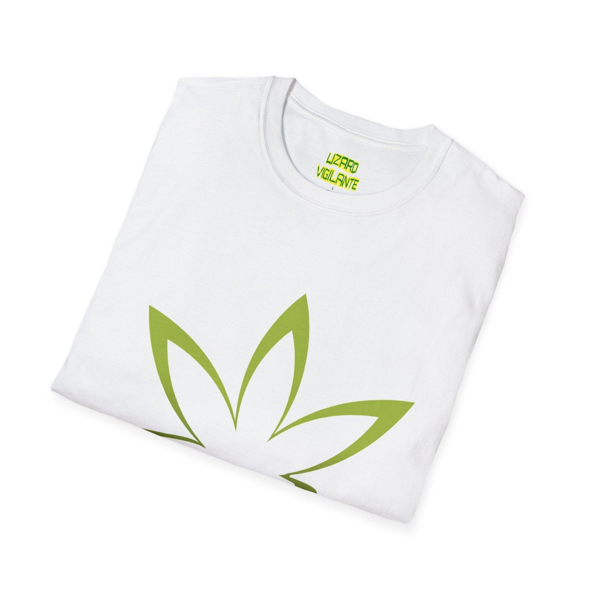 Let's Toke! Unisex Softstyle T-Shirt with Green Smoking Pot Leaf, White - Lizard Vigilante