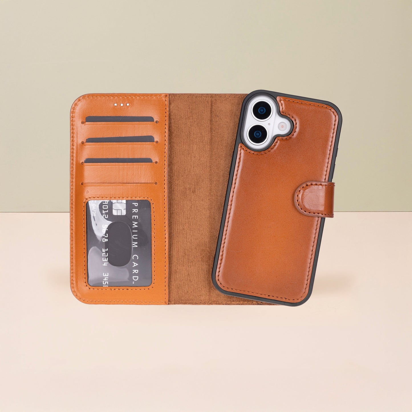 Leathere iPhone 17 Wallet Case – Rustic Brown - New York
