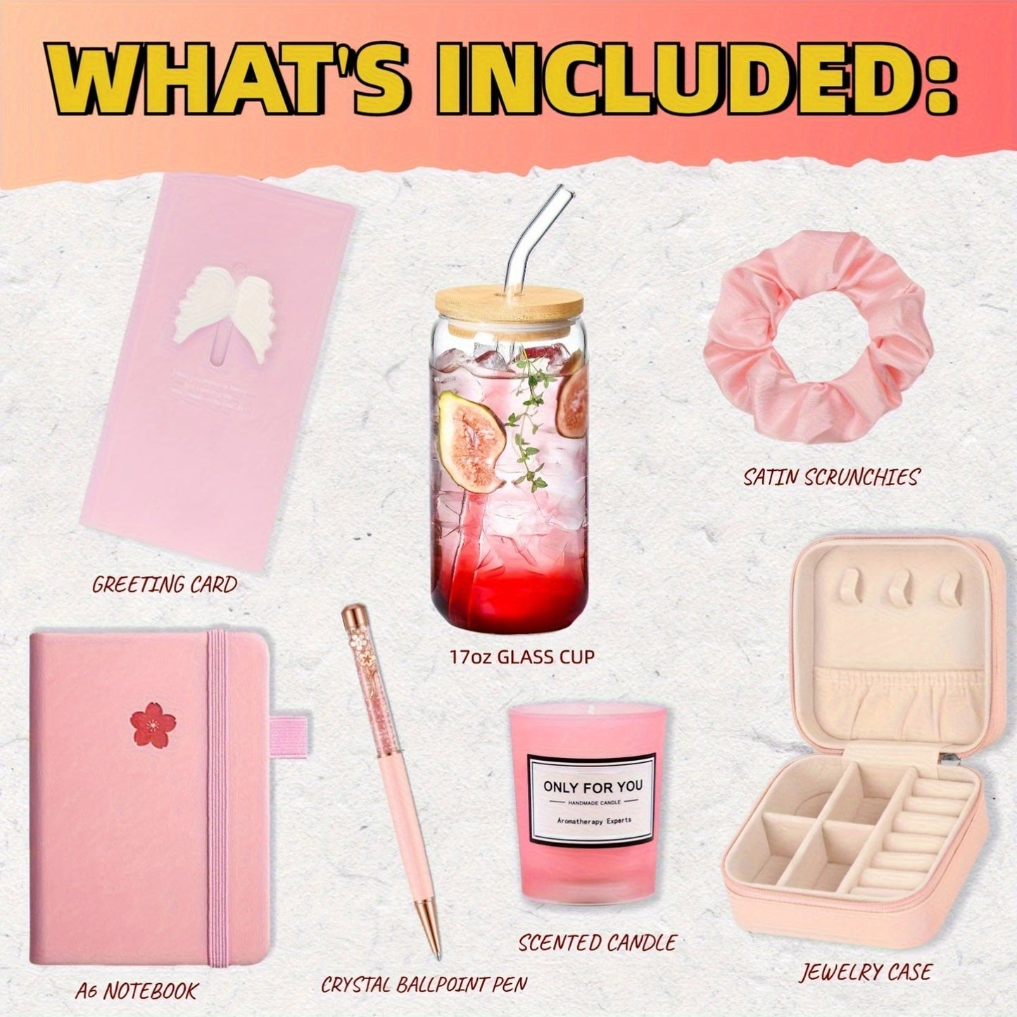 Gift Box Set For Women, Mother'S Day Gifts For Daughters And Mothers, Valentine'S Day Gifts For Wife And Girlfriend, Gift For Women'S Best Friends And Sisters, Included Scented Candle, Jewelry Case, Glass Cup, Notebook & Crys