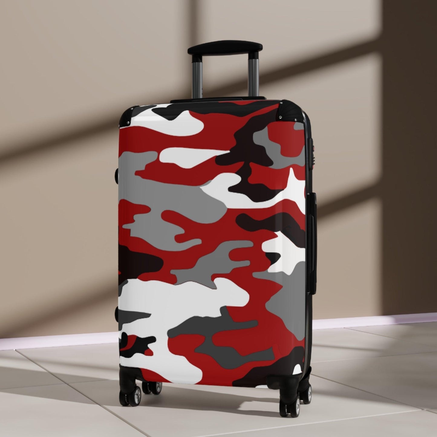 Red Black Grey White Camouflage Suitcase - Lizard Vigilante