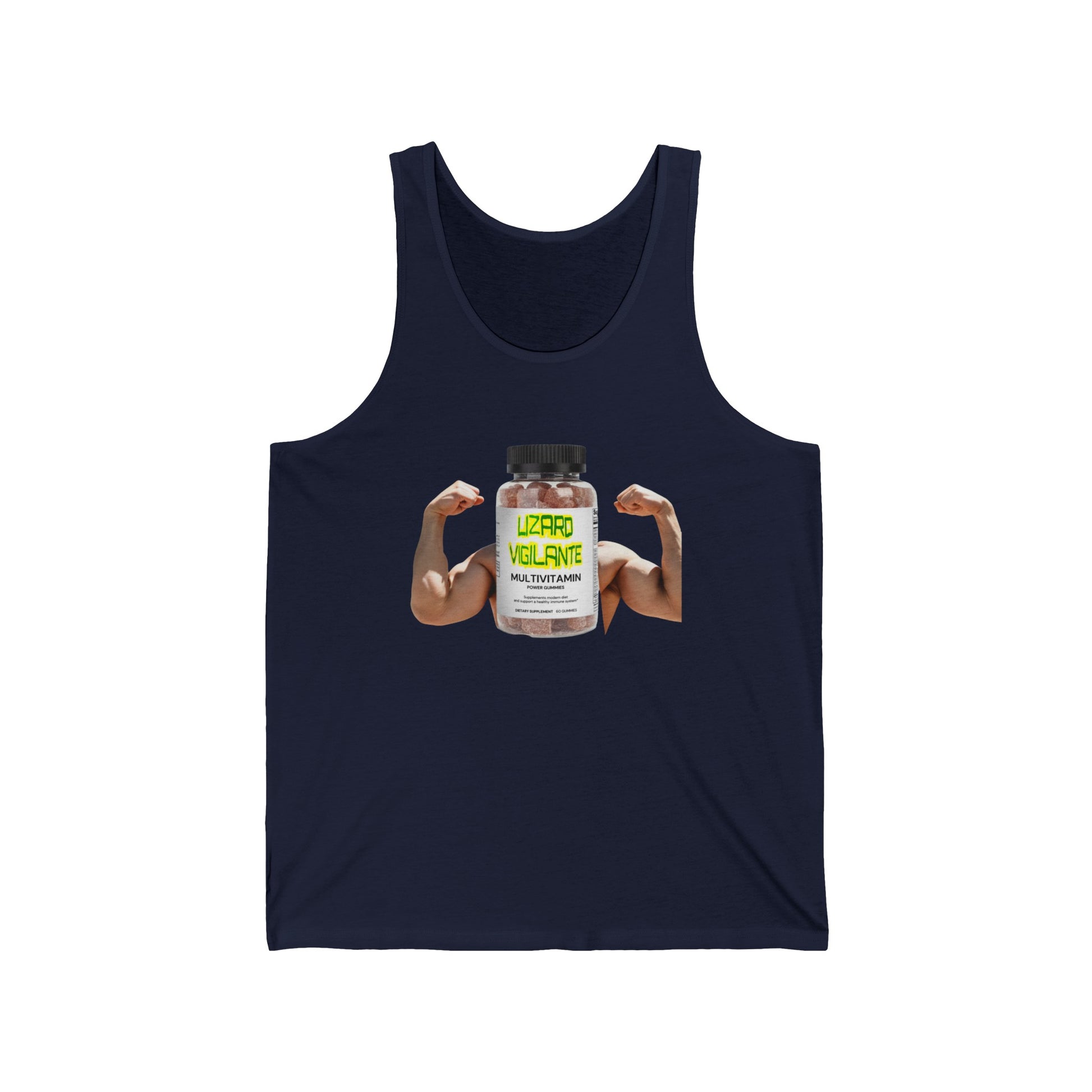 Lizard Vigilante MultiVitamins Muscle Man Unisex Jersey Tank Top - Lizard Vigilante