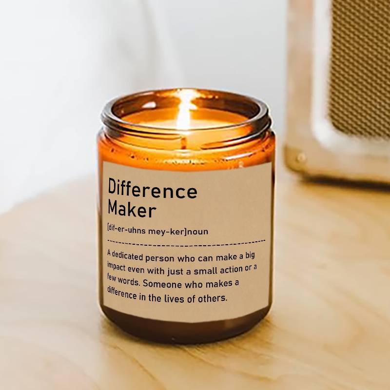 1pc, Lavender Scented Candle, "Difference Maker" Inspirational Quote, 33.81oz Glass Jar with Wick, Bee & Soy Wax, Perfect Gift for Women, Men, Best Friends, Teachers, Bosses, Leaders, Mentors, for Christmas, Thanksgiving, Bir
