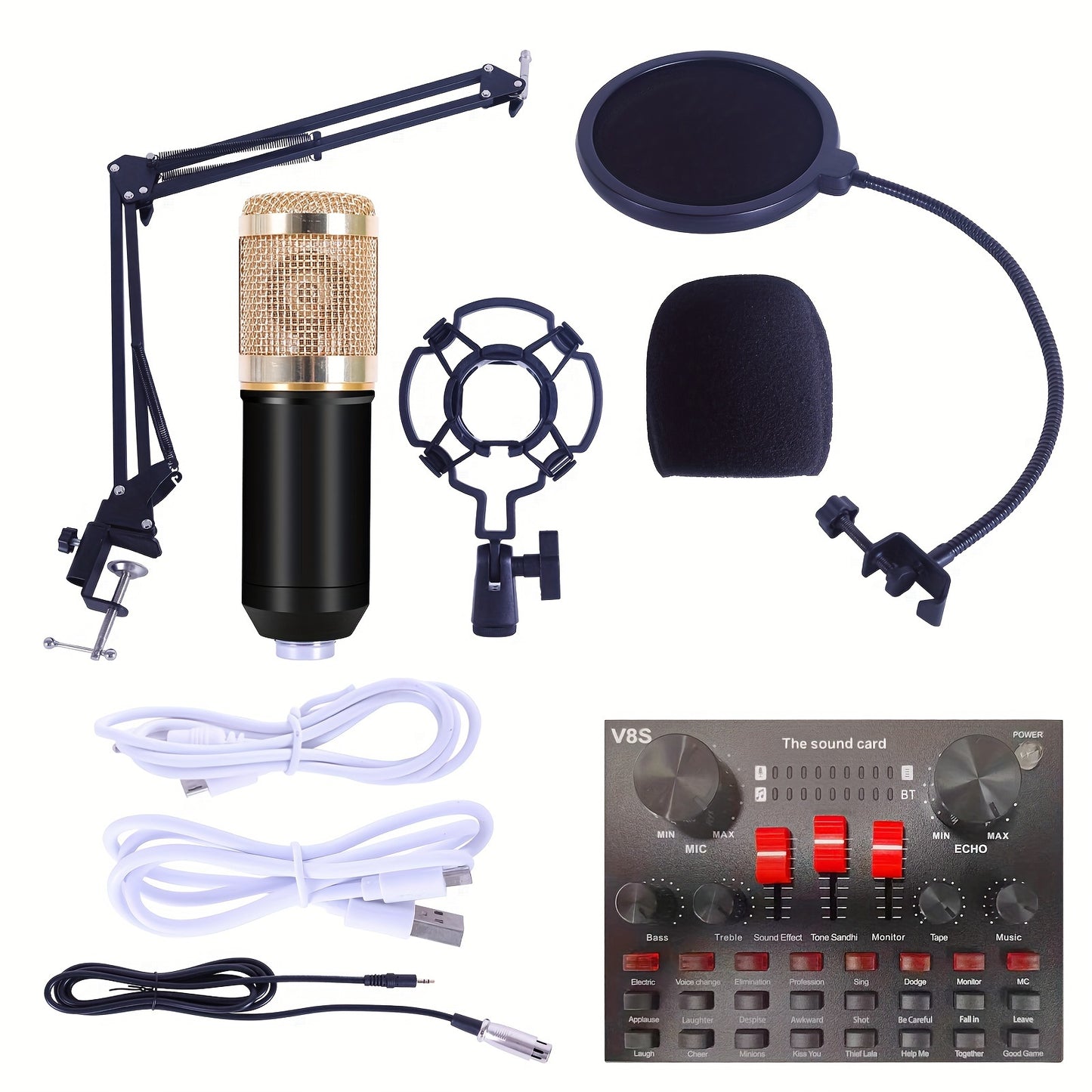 Home Studio Recording Kit Podcast Music Mixer Equipment Condenser Microphone Set - Premium  from Lizard Vigilante - Just $48.99! Shop now at Lizard Vigilante