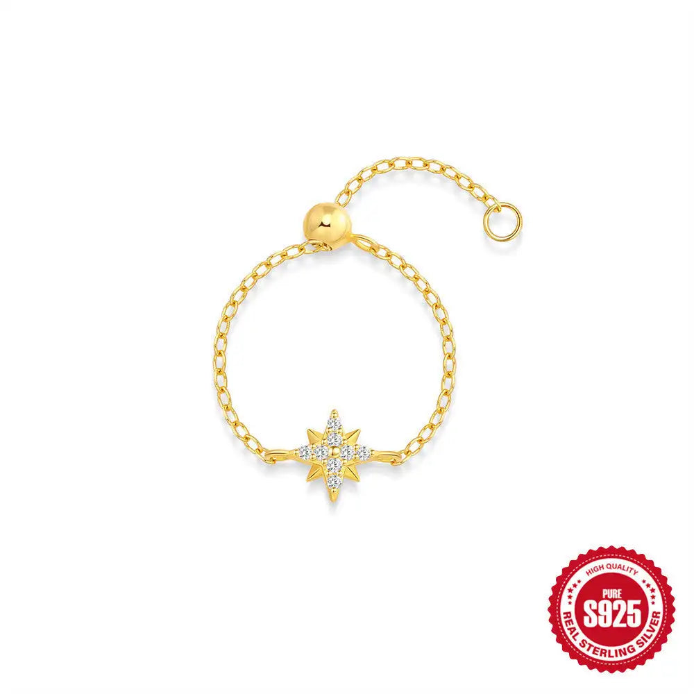 S925 Silver Niche Unique Design Pull-out Chain Ring