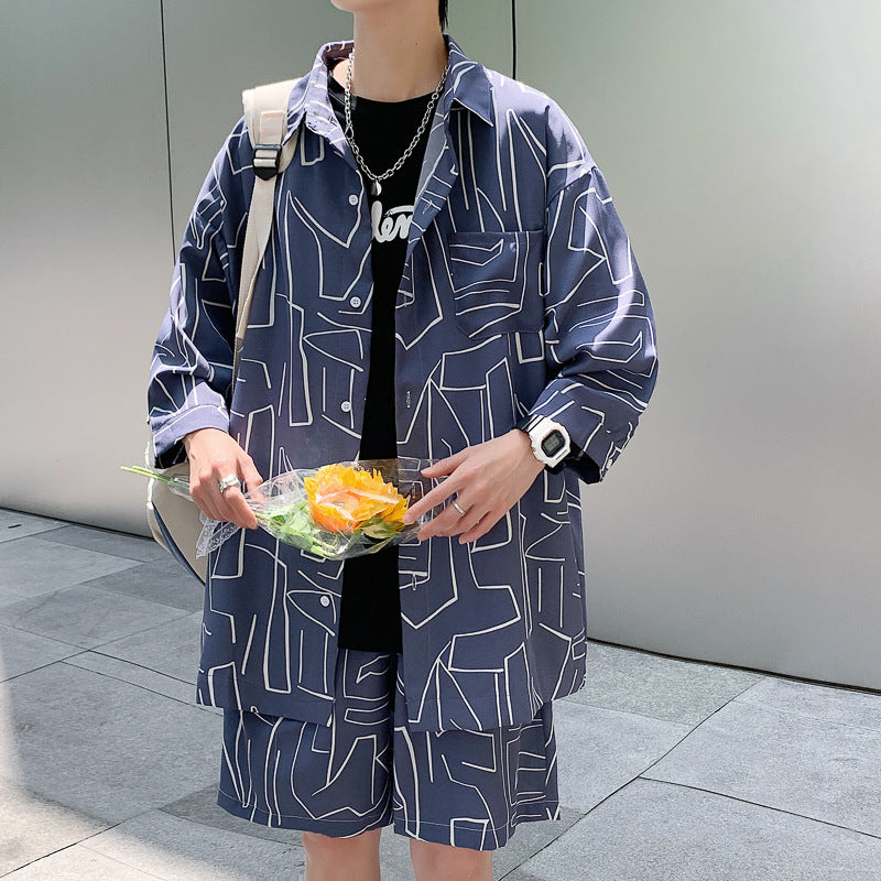 Shirt Five-point Pants Ice Silk Suit