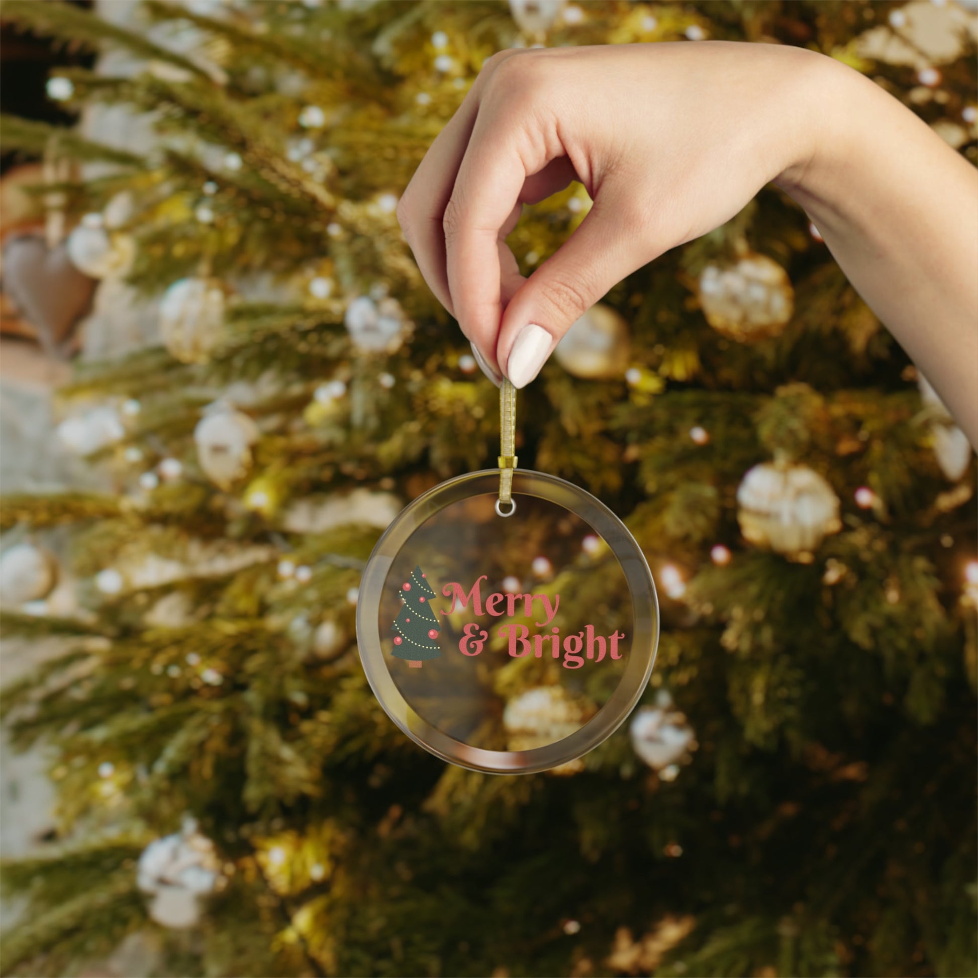 Merry & Bright Christmas Tree Glass Ornaments - Lizard Vigilante
