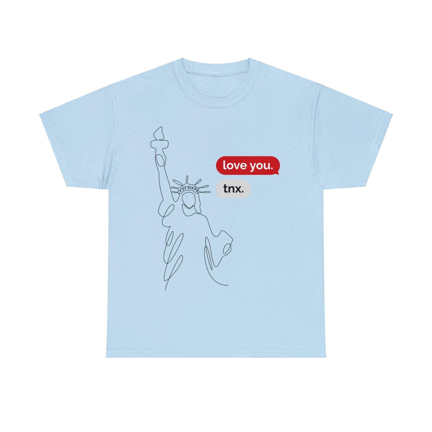 Statue of Liberty Gets a Text Multi Colored Unisex Heavy Cotton Tee - Lizard Vigilante