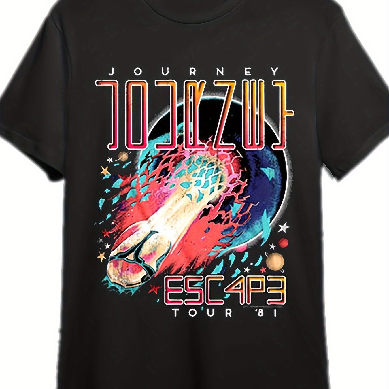 Journey Band Escape Tour 1981 Shirt 337638 Funny Men's Short Sleeve Graphic T-shirt Collection Black PR - Premium  from Lizard Vigilante - Just $21.99! Shop now at Lizard Vigilante