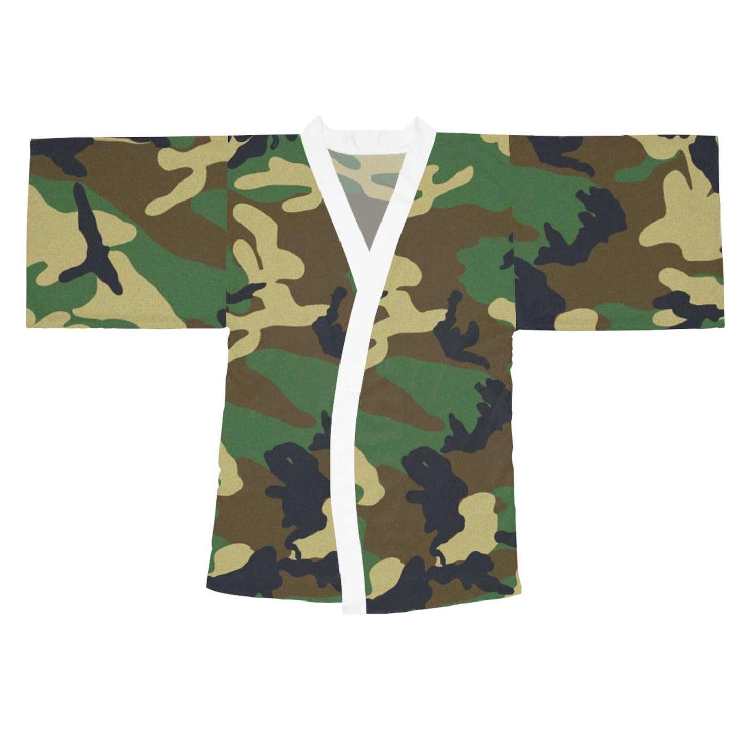 Green Black Camouflage Long Sleeve Kimono Robe - Lizard Vigilante