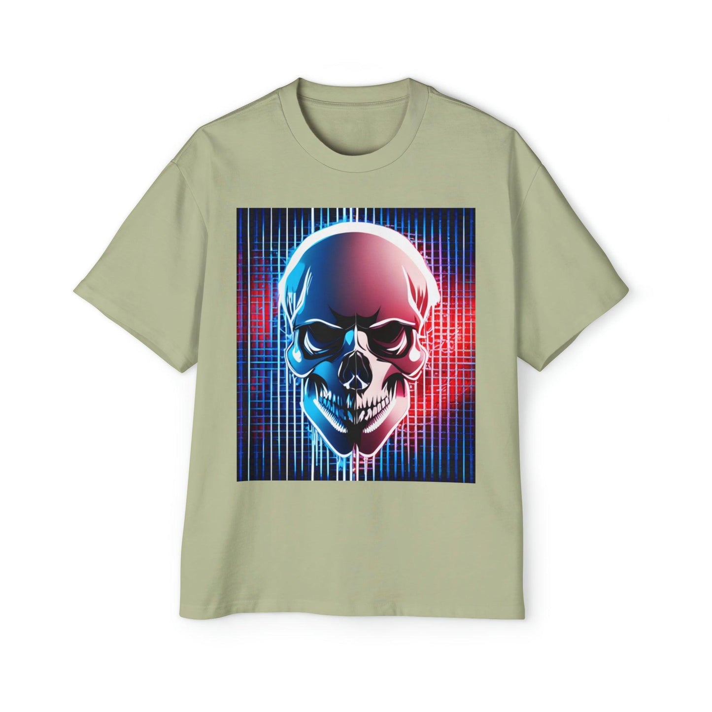 Grid Skull Men's Heavy Oversized Tee - Lizard Vigilante