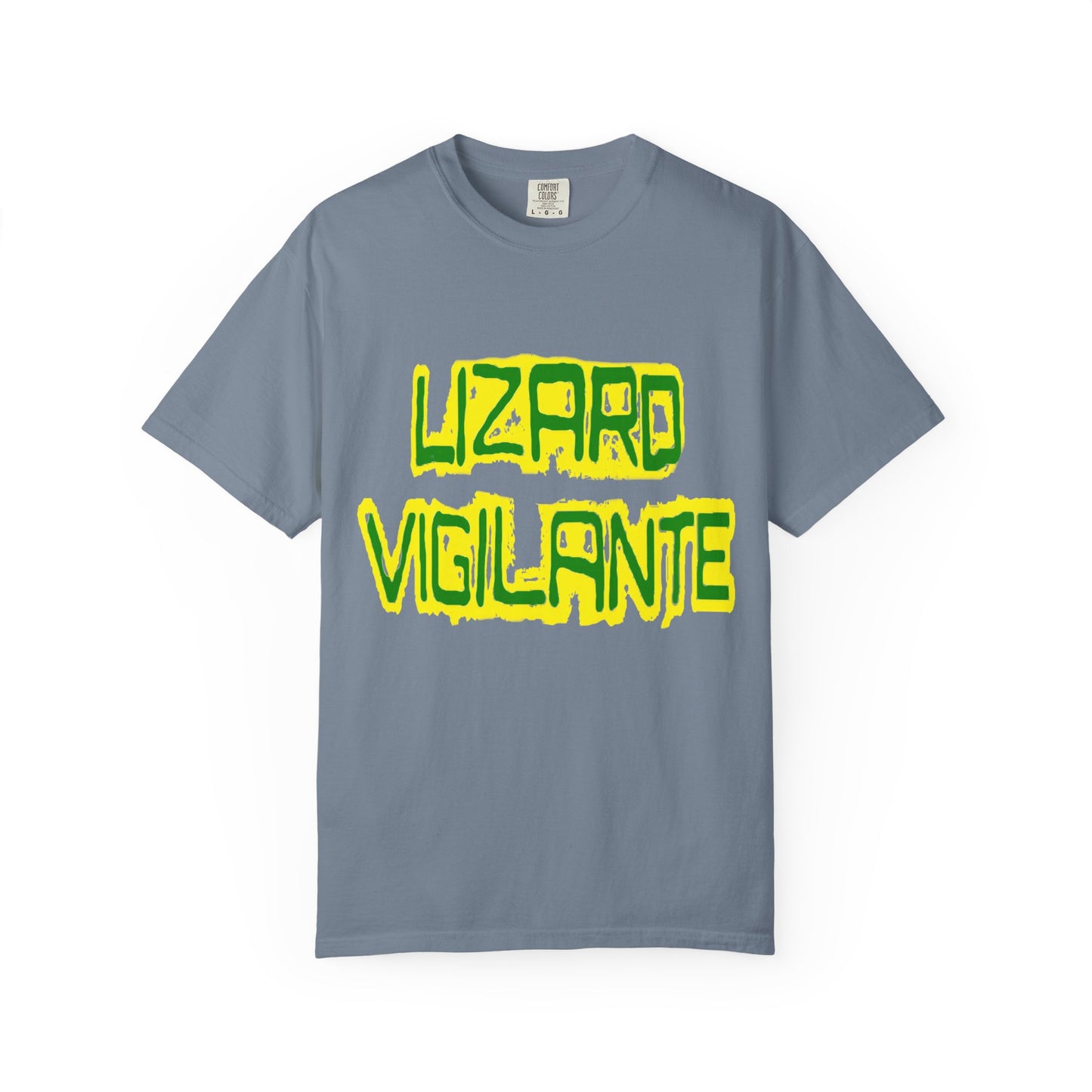 Lizard Vigilante Graphic T-Shirt — Bold Green & Yellow Streetwear Tee