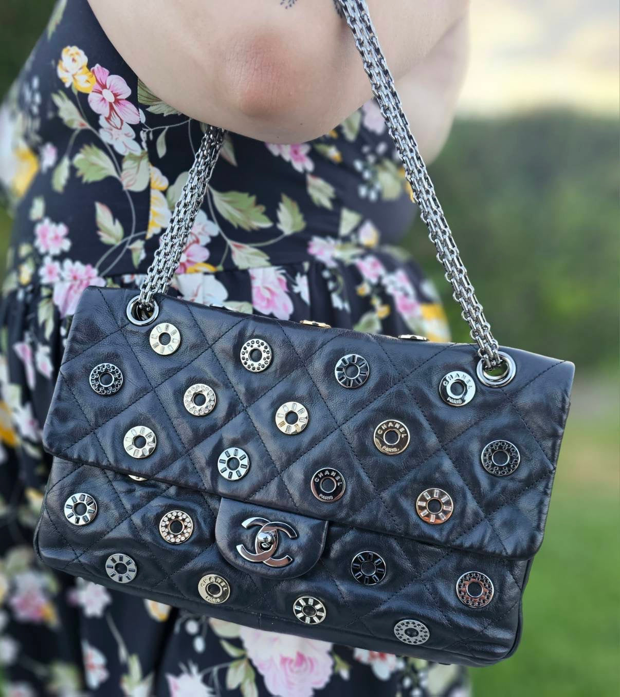 Chanel Star Attitude Flap Bag Grommet Embellished Quilted Leather Large