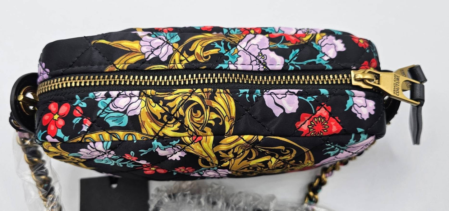 Versace Jeans Couture Floral Pattern Quilted Crossbody
