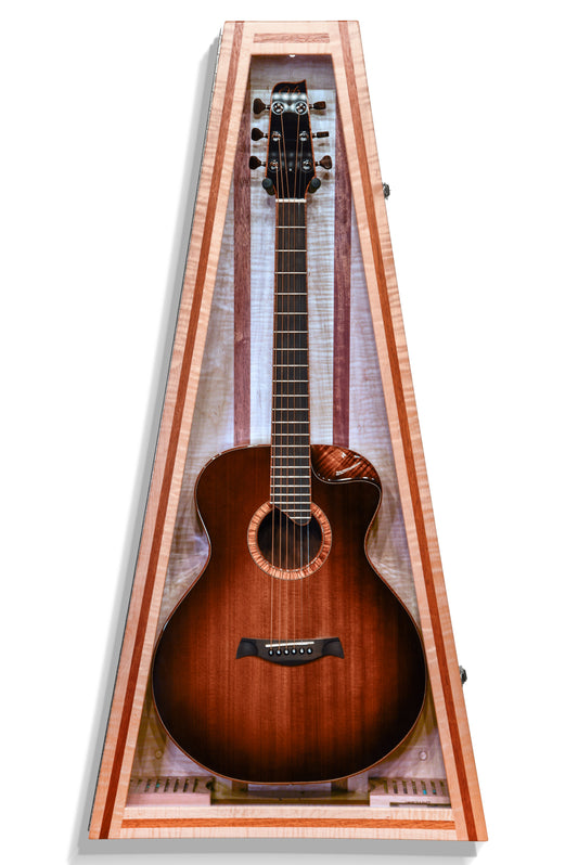 ClimaCase Triangle Humidor - Flamed Maple with Mahogany