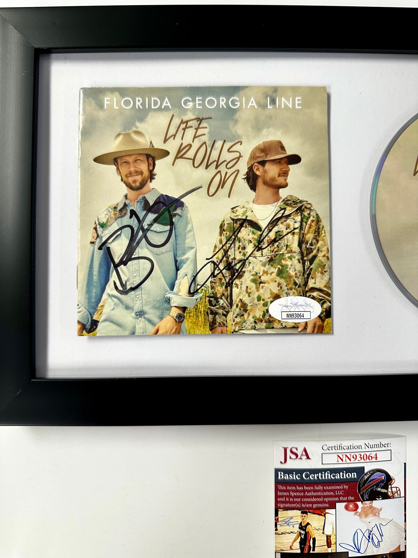 Framed Florida Georgia Line Signed Life Rolls On CD Booklet With JSA COA