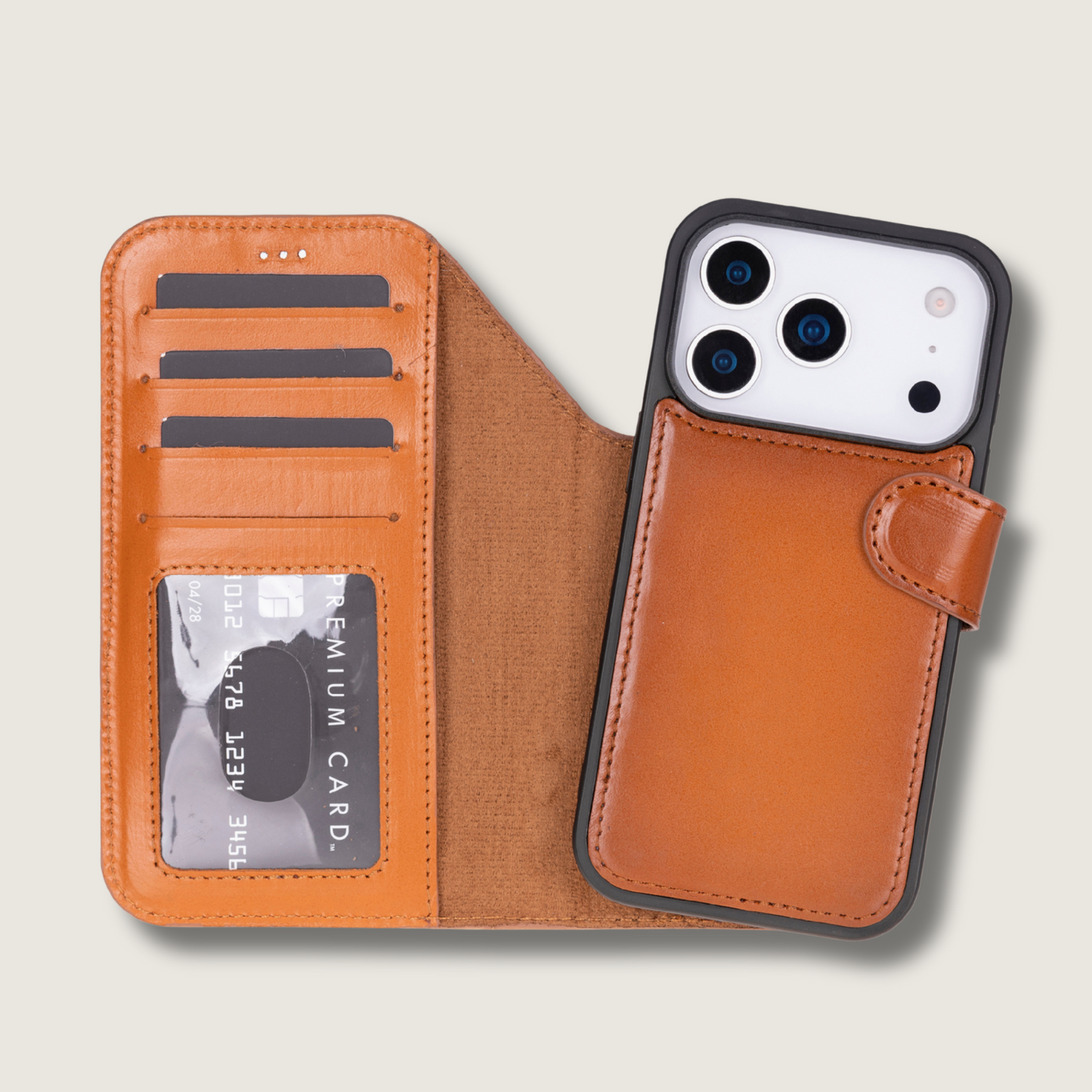 Leather iPhone 17 Pro Wallet Case – Rustic Brown - Austin