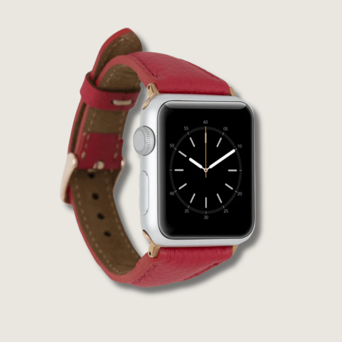Classic Red Leather Apple Watch Band - Dallas