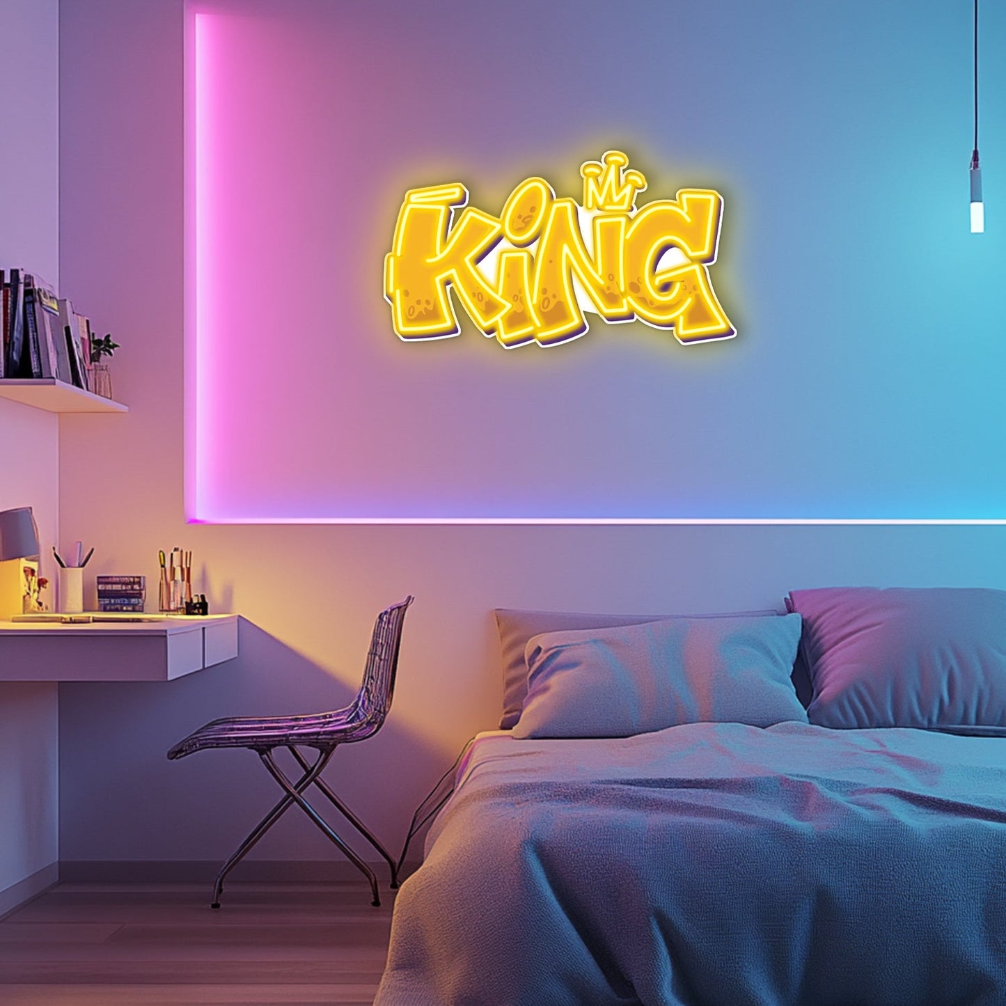 UV Printed King Neon Wall Art- LV0027