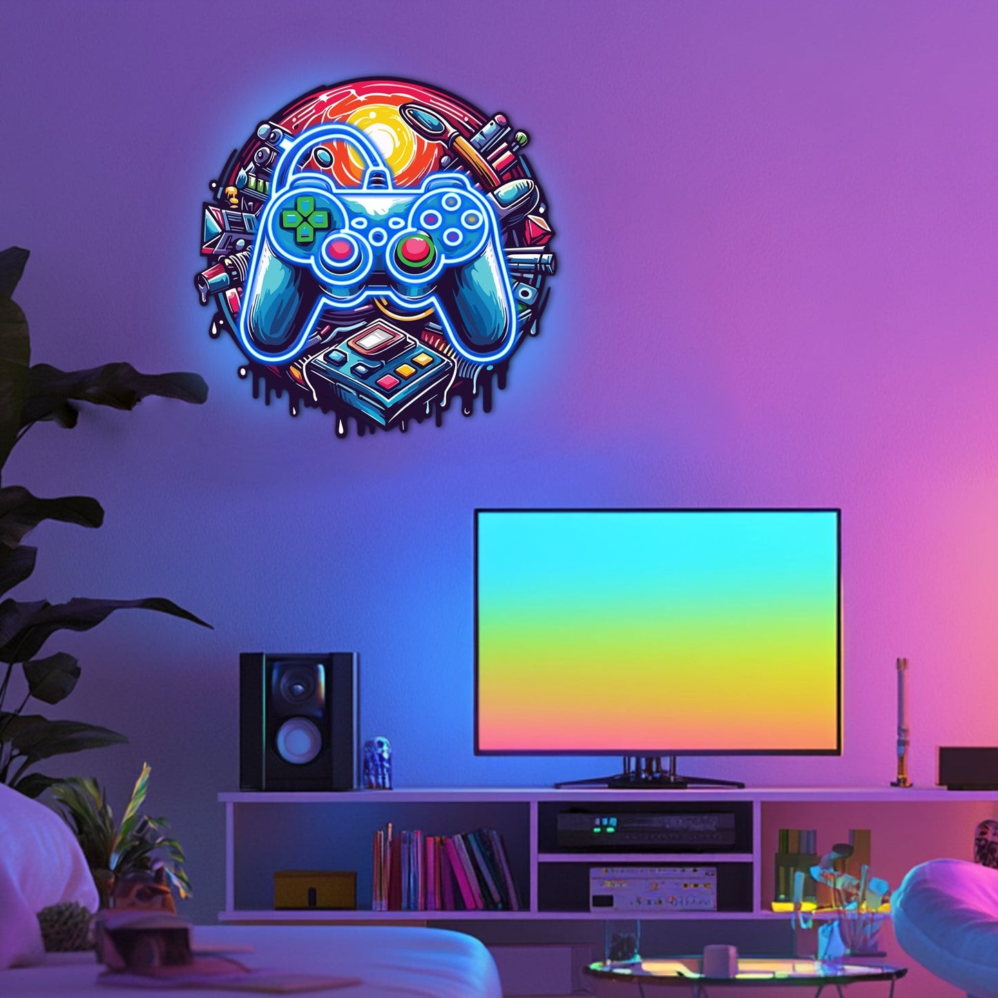 UV Printed Gamepad  Neon Wall Art- LV0070