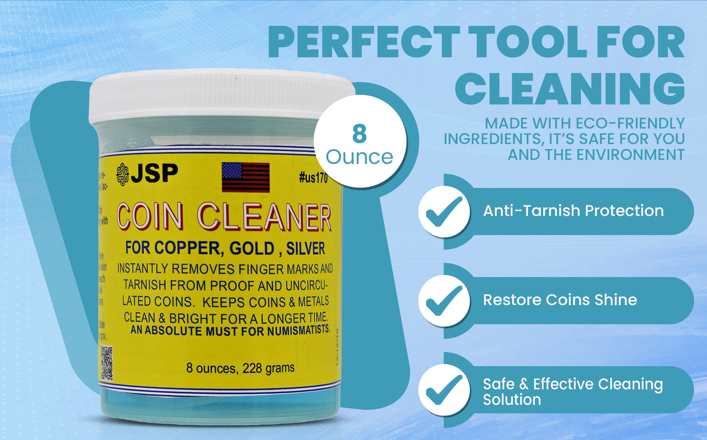 JSP Super Coin Cleaner and Duller For Silver, Gold, Bars, Proofs, Copper, and other precious metals