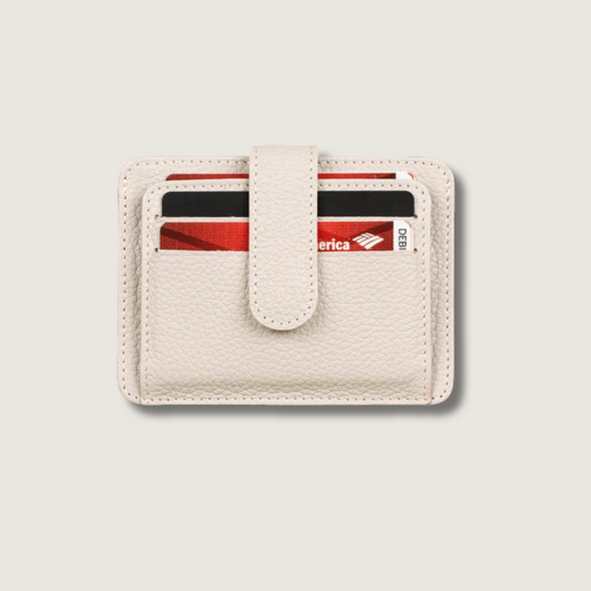 Leather Card Holder Wallet with ID Window - Light Grey - Miami