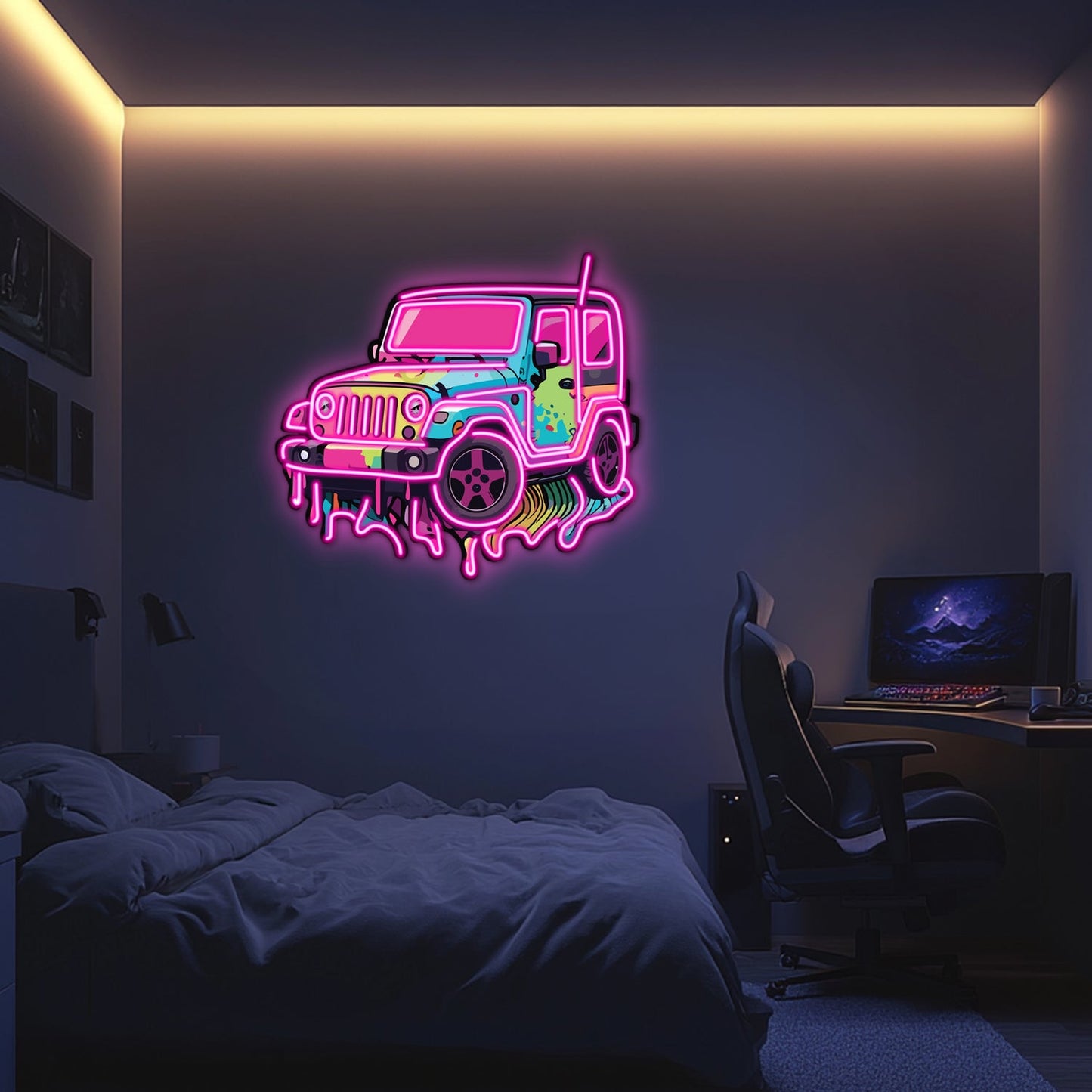 UV Printed Jeep Neon Wall Art- LV0078