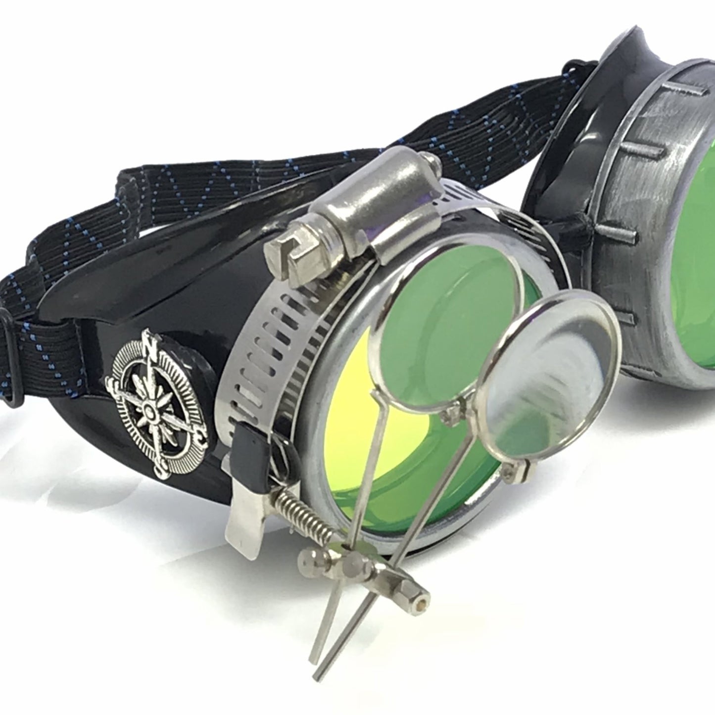 Steampunk Metallic Goggles with magnifying eye loupes pastel goth punk