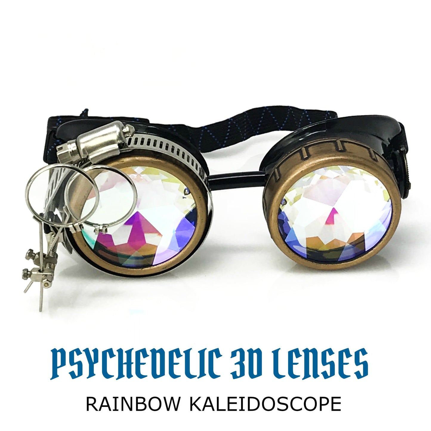 Steampunk Goggles with magnifying loupes kaleidoscope lenses