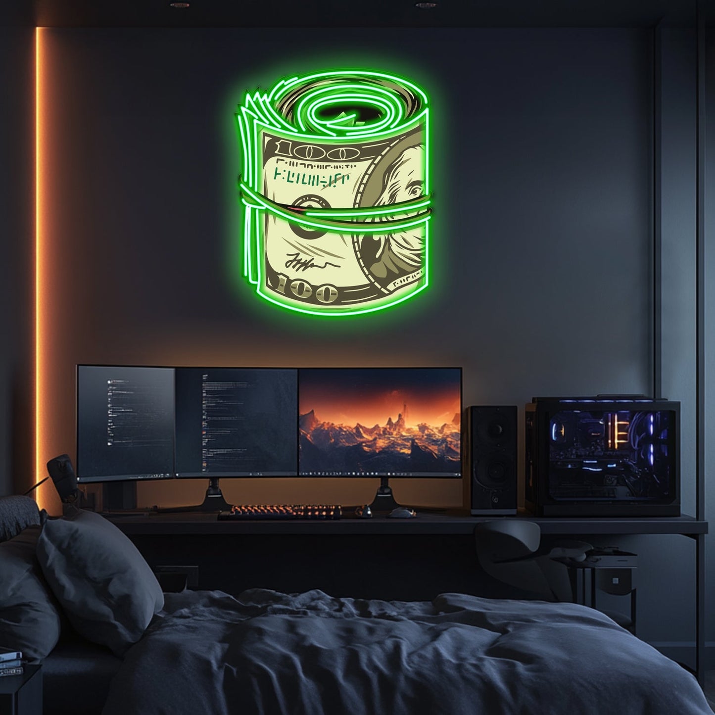 UV Printed Dollar Rulo Neon Wall Art- LV0067