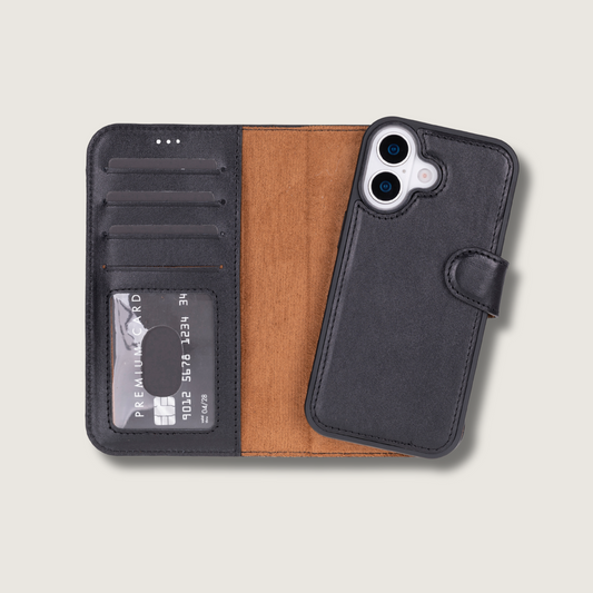 Leathere iPhone 17 Wallet Case – Black - New York