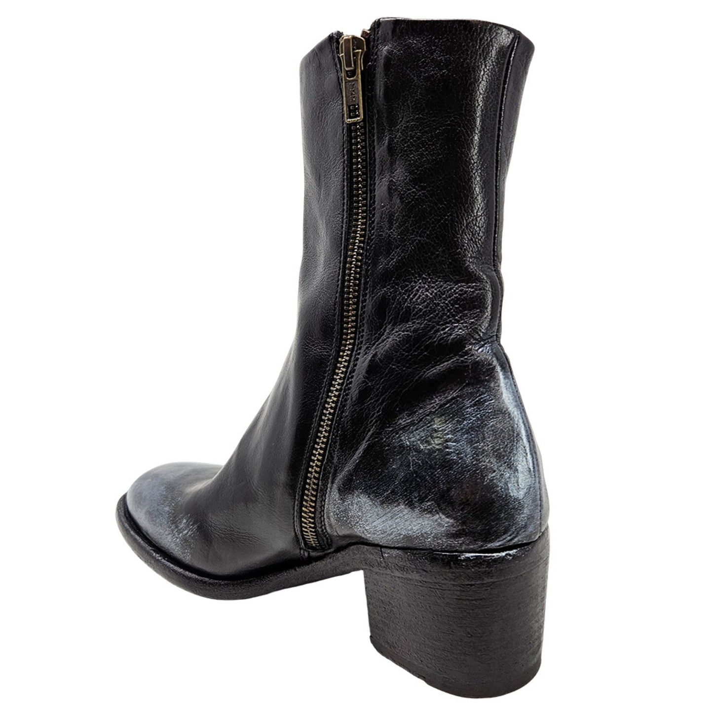 Black Hand Rubbed Ankle Boot