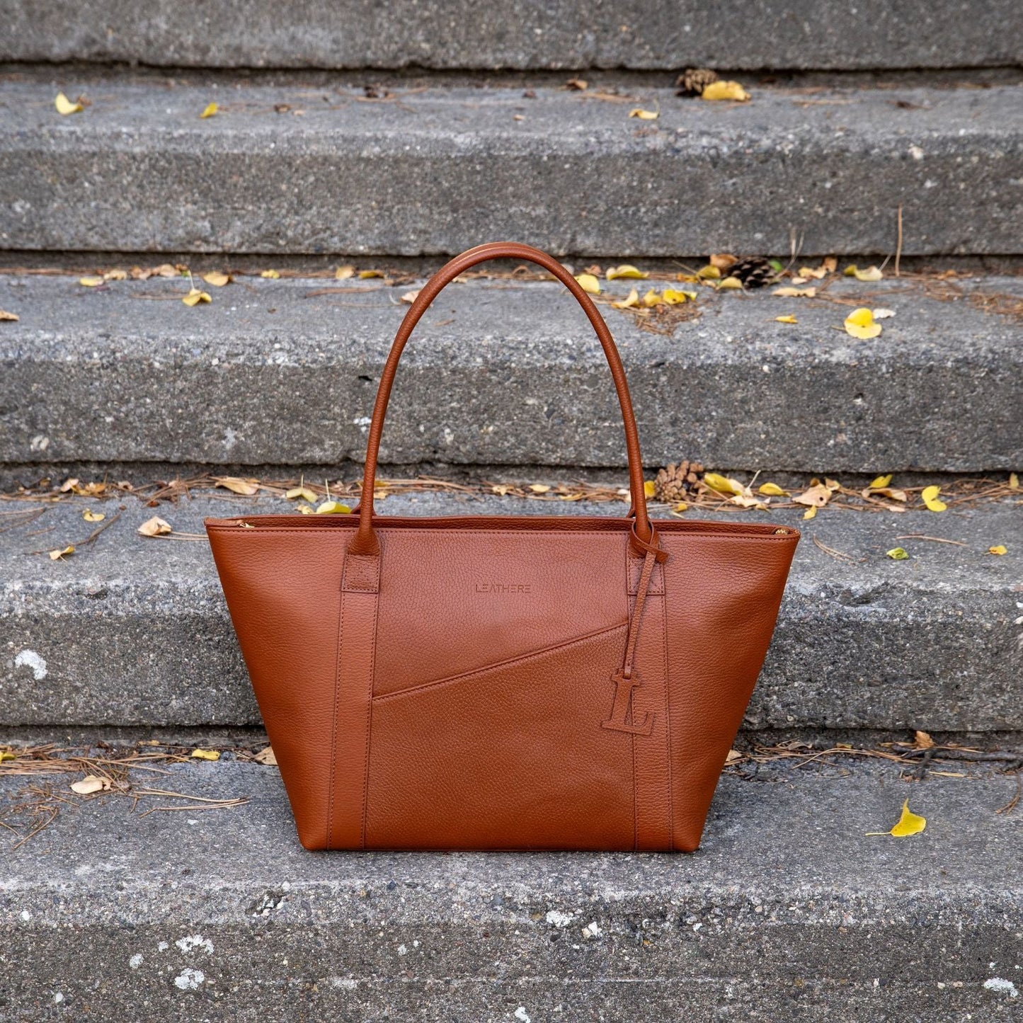 The Leathere New York Tote - Cognac